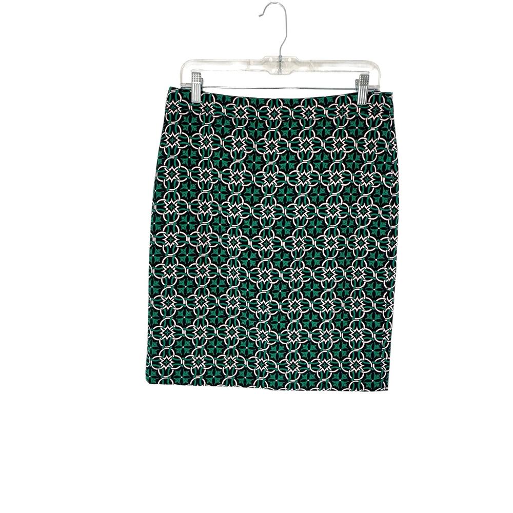 J.Crew Skirt Pink Green Psychedelic Print A-Line Pencil Work Office Size 8